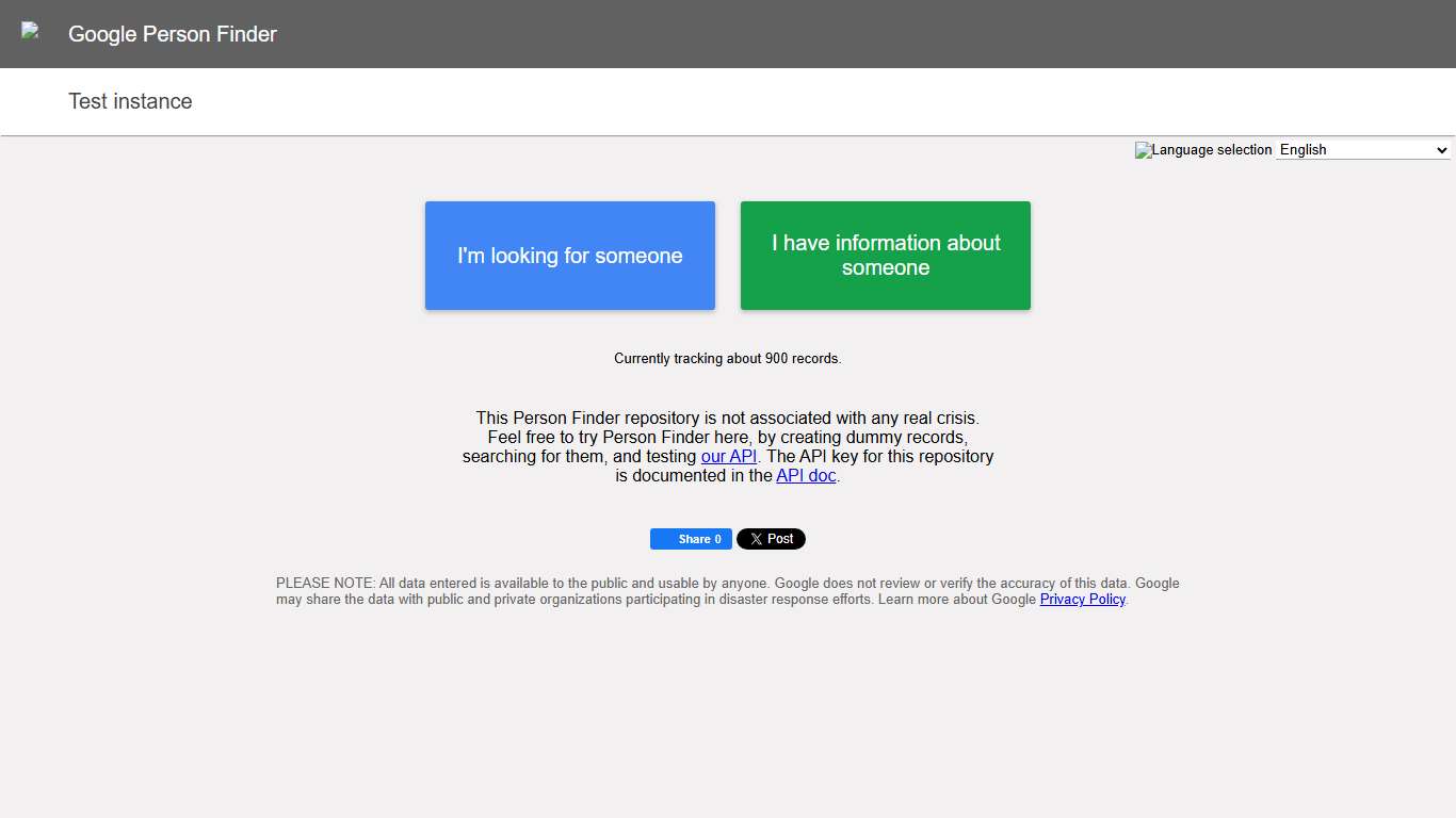 Person Finder: Test instance