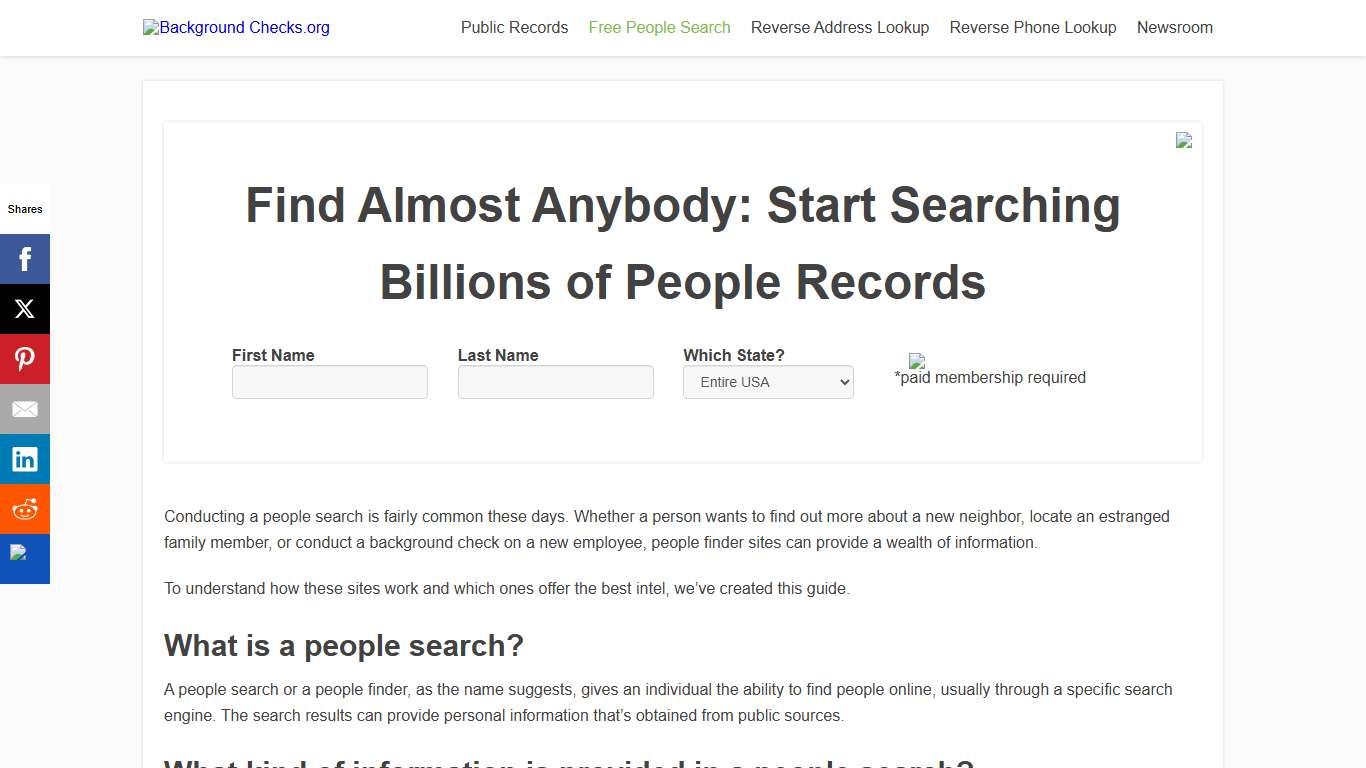 People Search - The Free Guide to Finding People on the Internet | Background Checks.org